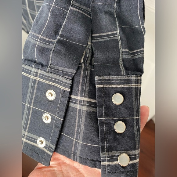 PLAINS WESTERN WEAR LT Men's BlackPearl Button Plaid Shirt Pictured AS IS - Picture 4 of 4